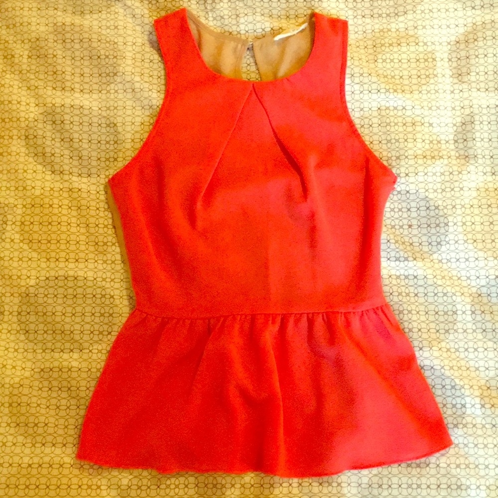 XS ADORABLE CORAL PEPLUM TOP